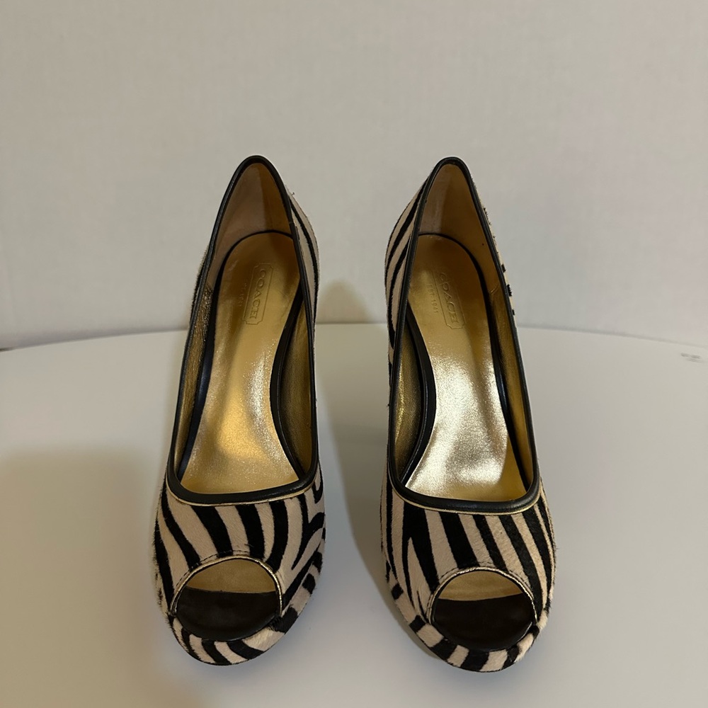 Coach Black and White Zebra Heels